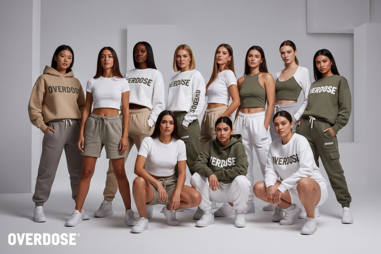 I have shorts, crop top, jogger, crewneck sweatshirt and hoodie in beige, grey, white and green color combinations that does not look like all repeat